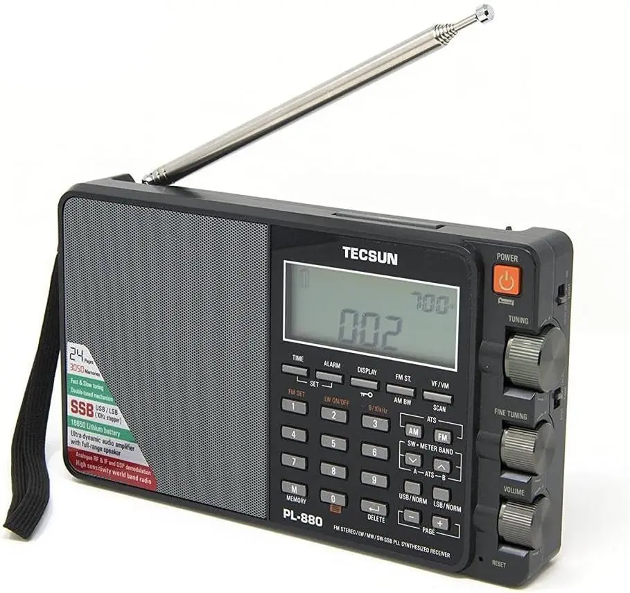 PL880 Radio numérique portable à ondes courtes AM/FM à double conversion PLL à ondes longues avec réception SSB (bande simple face)