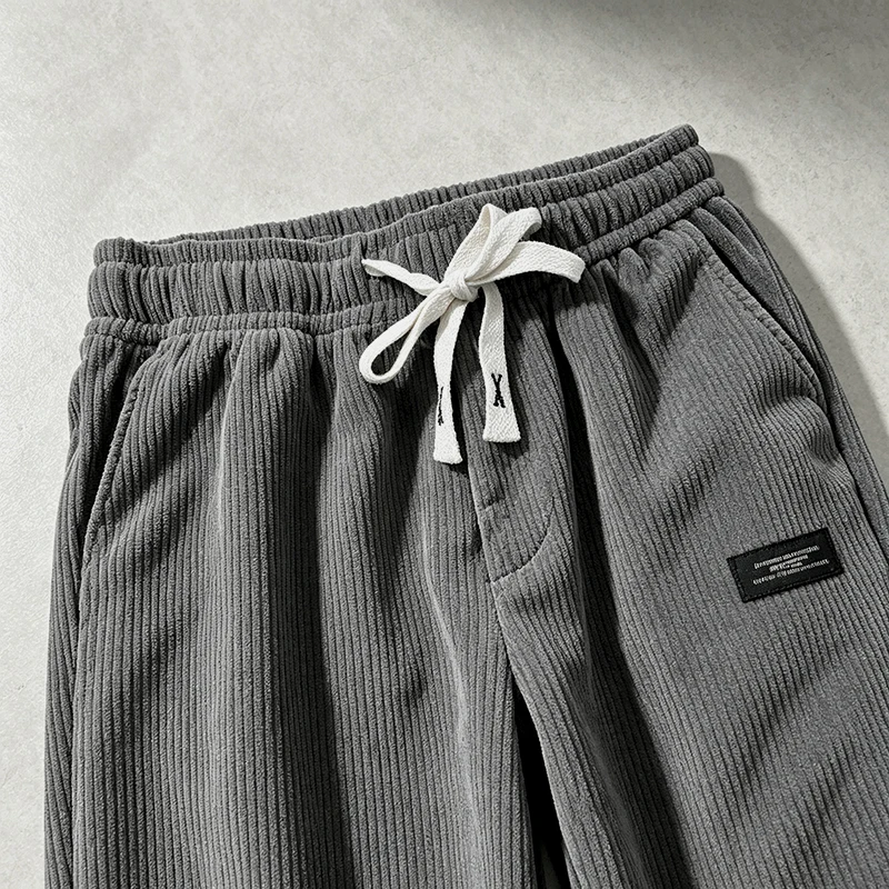 Herren Cordhose für Frühling/Herbst, Regular Fit, elastischer Kordelzug in der Taille, gerade Beine, Seitentaschen, lässig, für den Alltag, Arbeit, Streetwear – Detail 8