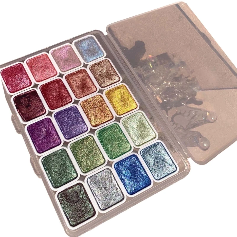 Y1UB Glitter Watercolor Paints Portable Art Kits for Kid Student School Art Project