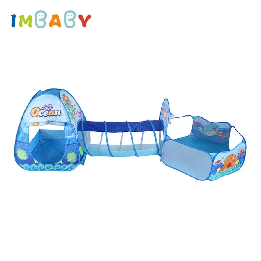 IMBABY 3 In 1 Children Balls Pool Toys Tent Crawling Tunnel Foldable Baby Ballon Playpen Kids Tent Ball Pit Baby Playground