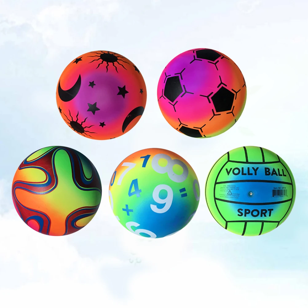 

5 pcs Beach Gradient Rainbow Elastic Bounce Play Flaping Kickball Handball Pool Child Fun Training Outdoor Games