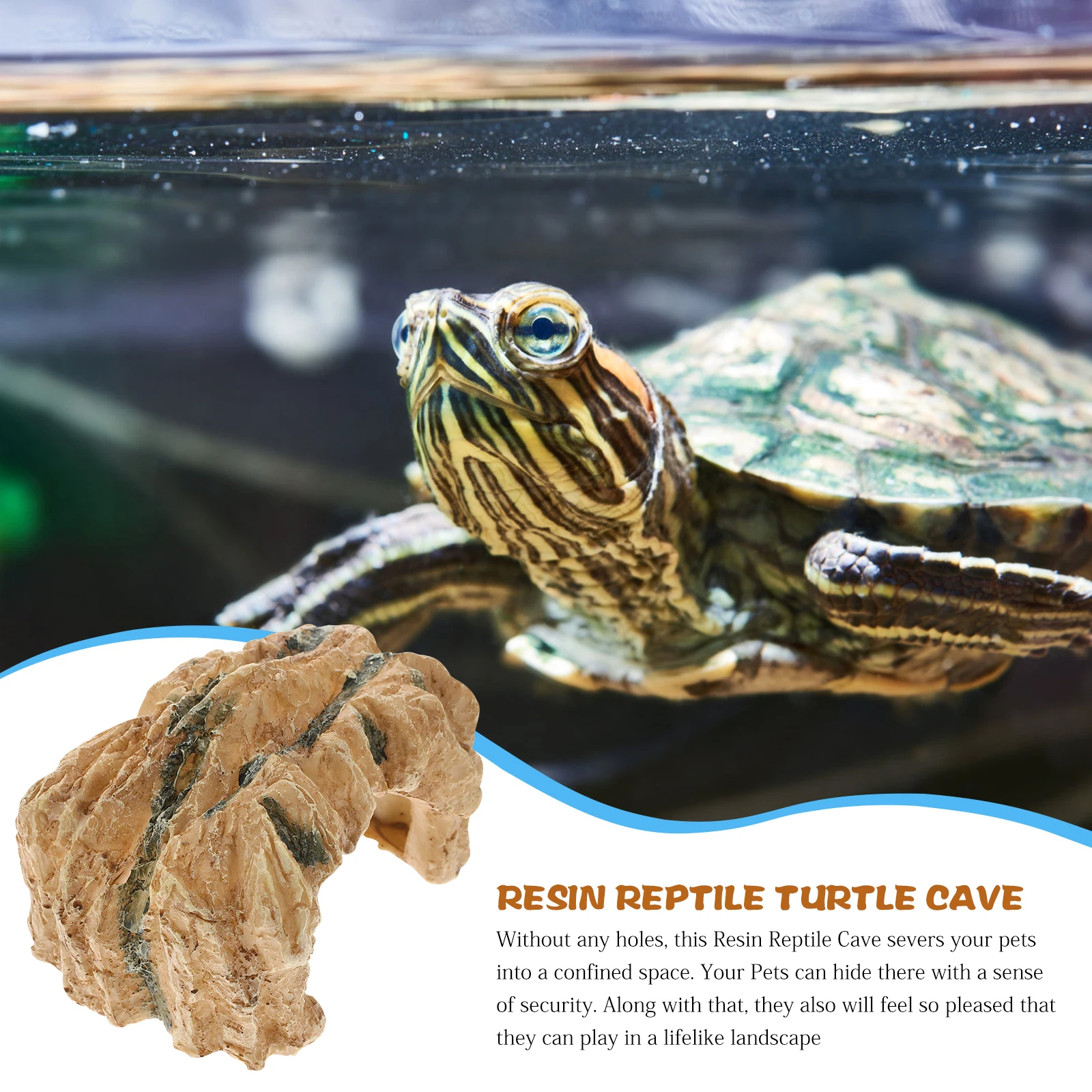 

Resin Turtle Cave Pet Climbing Platform Durable Reptile Habitat Snake Hideout Fish Tank Ornament Reptile Tanning Place