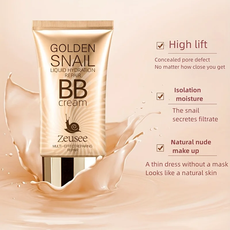 Golden Snail Hyaluronic Acid BB Cream, Moisturizing Face Makeup Foundation, All Skin Tones, Medium Coverage