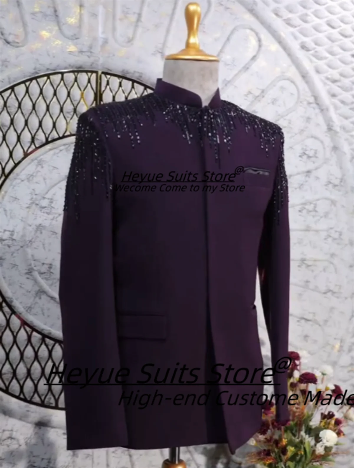 

Модные мужские костюмы по индивидуальному заказу, облегающие воротники-стойки, свадебные смокинги для жениха, комплекты из 2 предметов, мужские вечерние пиджаки, костюм Homme