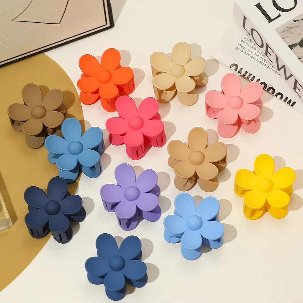 New Colorful Flower Hair Clips Summer Sweet Korea Flower Solid Crab Hair Claws Ponytail Hairpin Headwear Accessorie for Women