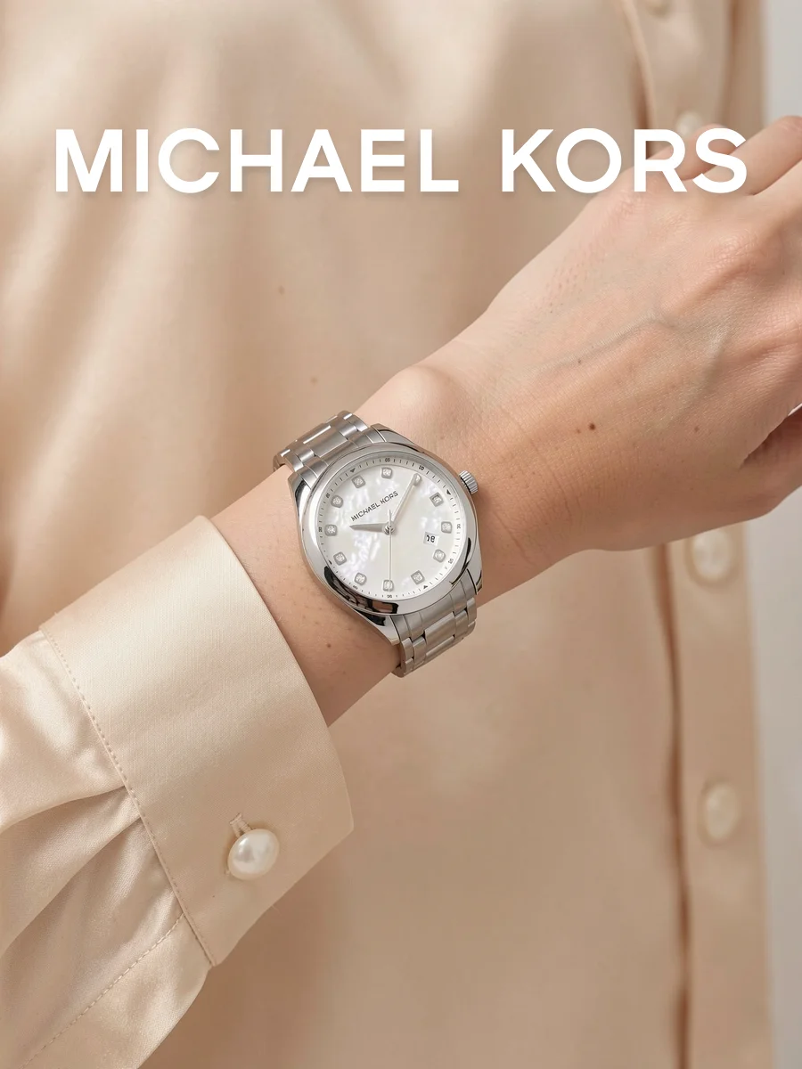Michael Kors MK5325 Women's Watch Silver Steel Bracelet Mother Of Pearl Dial Crystal Wristwatch For Shopping Birthday gift