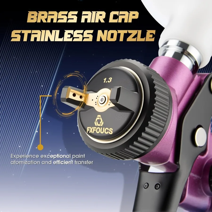 HVLP Spray Gun with 1.3mm Nozzle Car Paint Gun Premium Tool Kit Perfect for a Wide Range of Applications Including Car Automoti