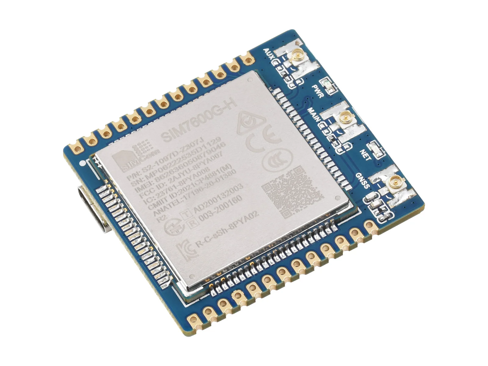 Waveshare SIM7600X 4G Communication Module, Multi-band Support, Compatible with 4G/3G/2G,with GNSS Positioning-Standard Version