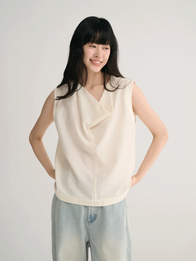 

Maison Cecile Tee-Color Silk No-Sve Vest Top Ele Simple Design Casual Sle Women's Outerwear Summer Collection