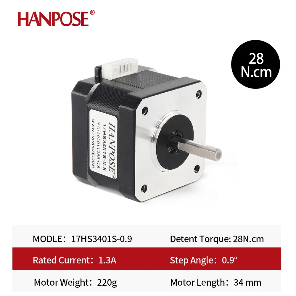 Nema 17 Stepper Motor 12V 17HS3401S 0.9 Degree Torque motor  1.3A For CNC and 3D Printers 42 stepper Motor