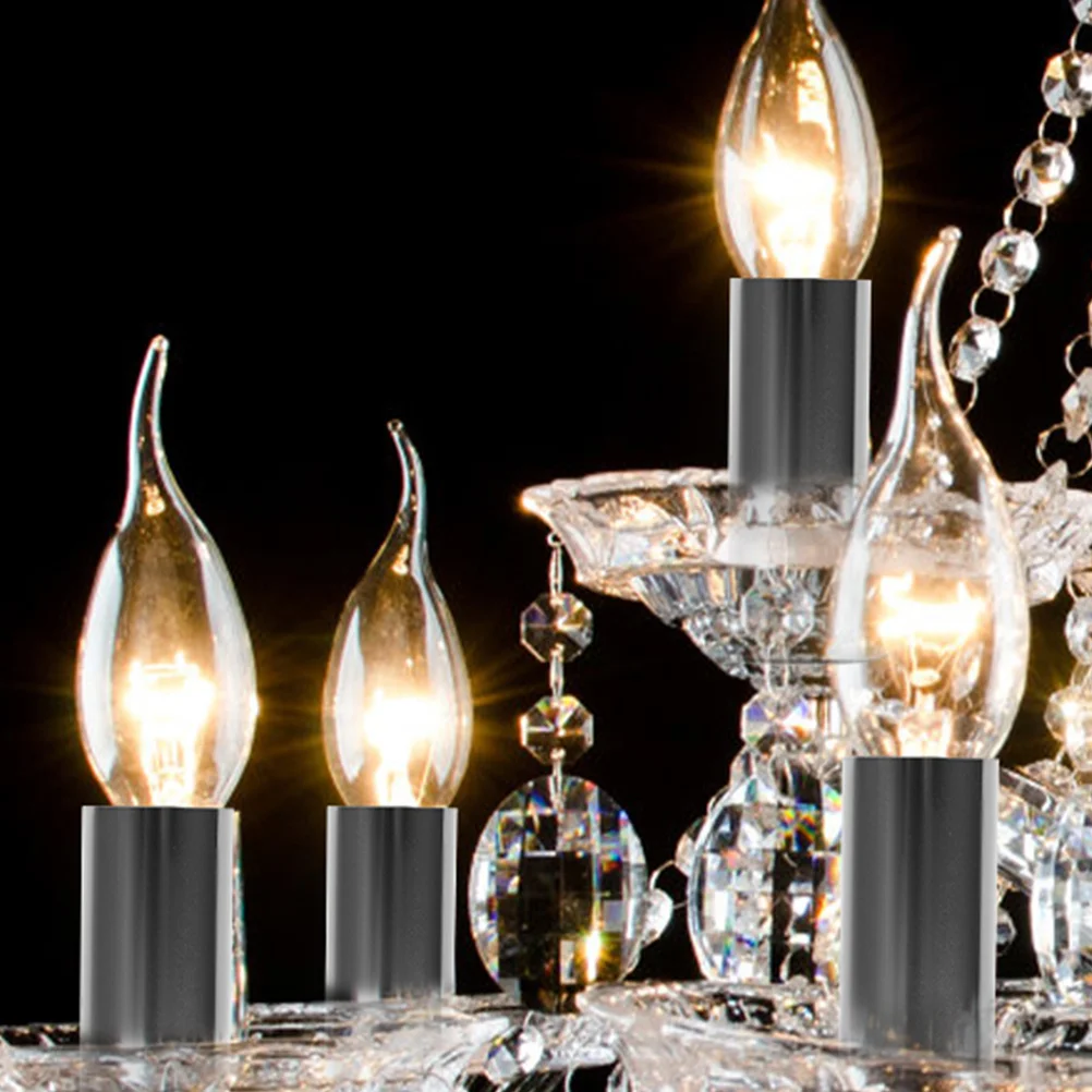

15pcs Crystal Hanging Lamp Sleeve Metal Candelabra Base Covers For Tube Lights Lighting Fixture Accessories