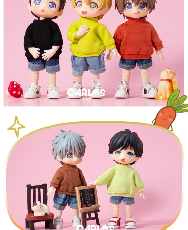 Ob11 Puppen kleidung einfarbig gestreiftes Hoodie-T-Shirt mit langen Ärmeln Zubehör für bjd, gsc, obitsu11, molly, ymy, p9, gsc – Detail 9