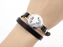 Free 60pads 6pcs PU Wrap Diffuser Bracelet Essential Oil Aroma Perfume 25mm Locket Jewelry For Women Kids Gift Tree of Life