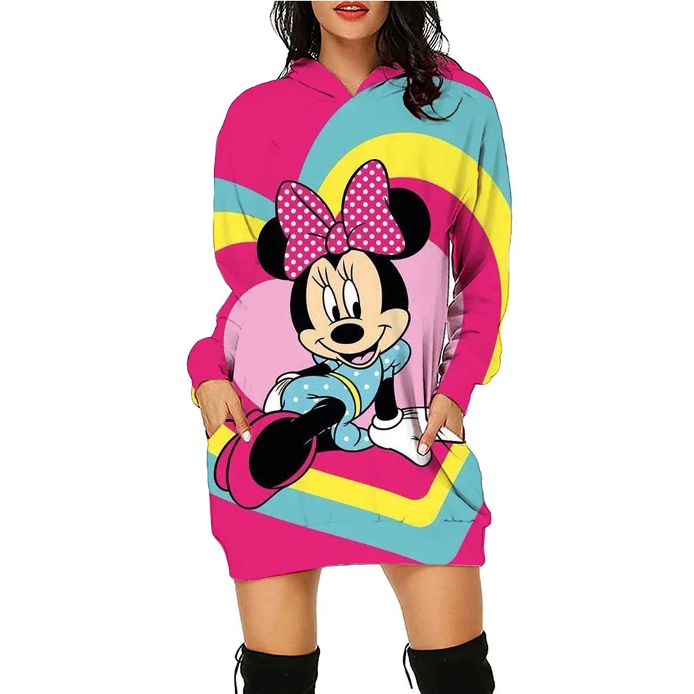 Disney Mickey Mouse Fashion Women's Hoodie Dress Autumn Women's Casual Minimally Printed Harajuku Sweatshirt Youth Student