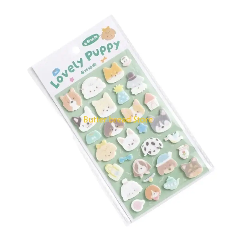 W89C 3D Puffier Sticker Sheets Adorable Small Sticker for Kid and Adult Tiny Sticker