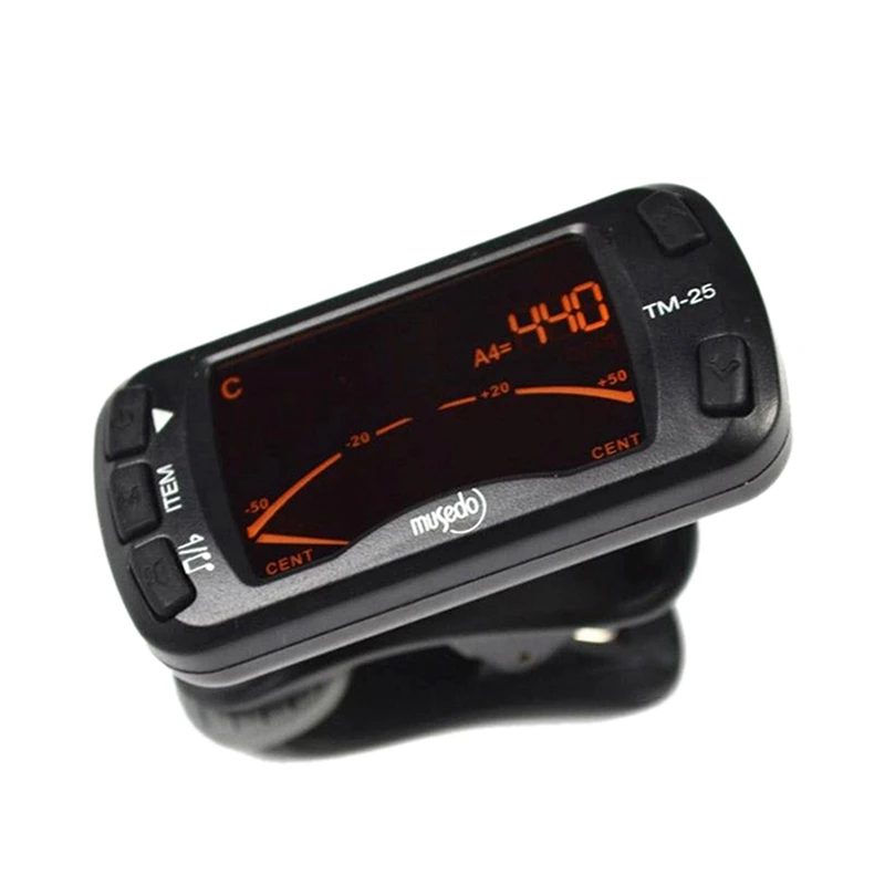 2X Musedo Tm-25 Tm25 Clip-On Electric Tuner & Metronome Guitar Chromatic Bass Violin Ukulele Universal Portable