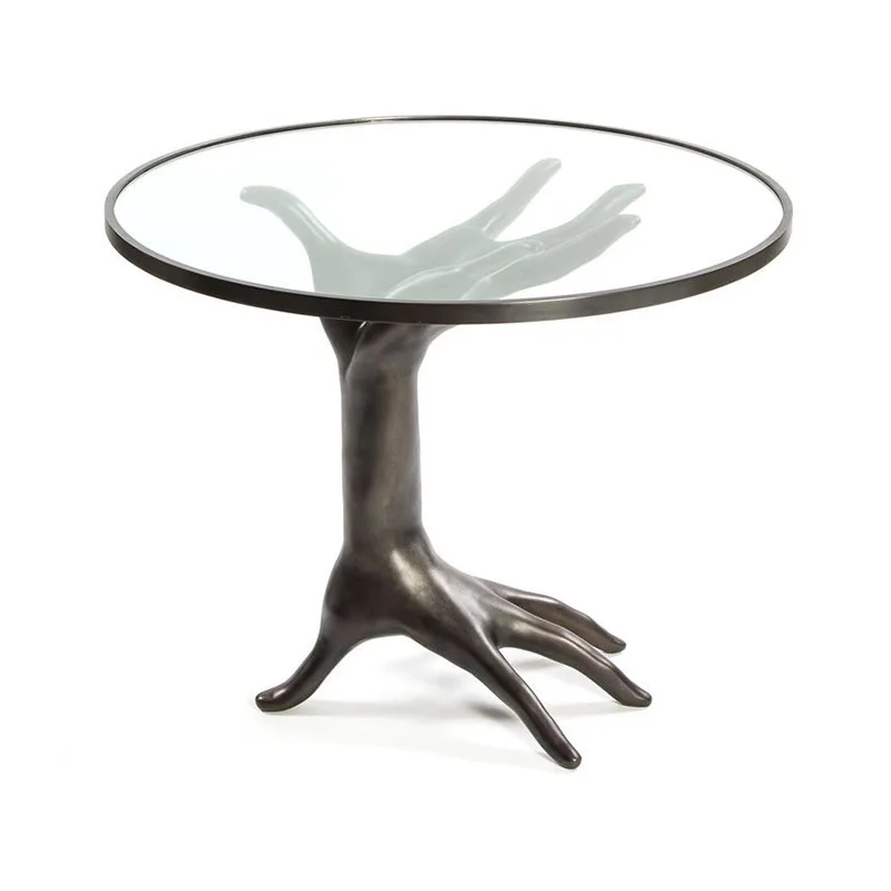 

Modern Italian pure copper glass metal modern creative art sculpture brass palm tea