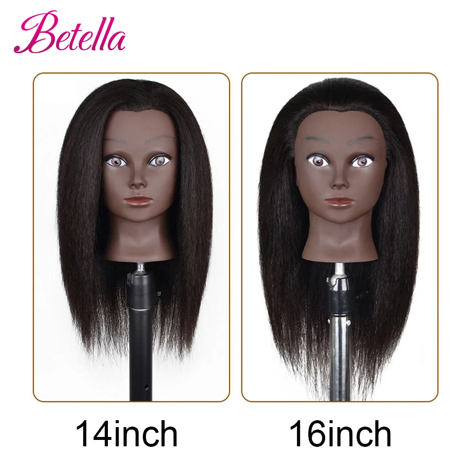 Cabezas de maniquí Afro con pelo 100% Real con trípode ajustable, muñecas de peluquería, cabeza de entrenamiento para practicar estilismo trenzado