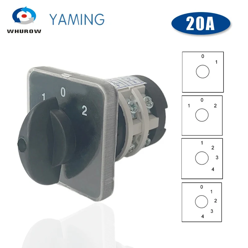 

YMZ12-20/2 Manufacturer 3 Position 20amp 2 Poles Electrical Changeover Cam Rotary Switch Main Selector LW31