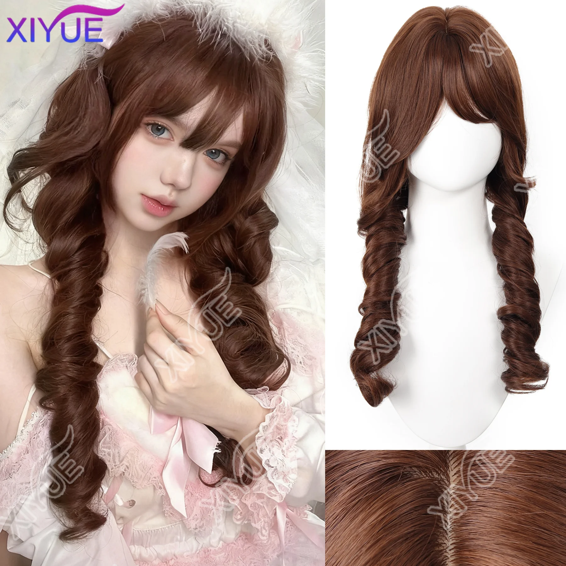 

XY Медуза Рулет Голова Принцессы Короткие Рога Сладкий Милый Парик Лолиты Бакенбарды Двойной Хвост Вечеринка Хэллоуин Синтез Парик