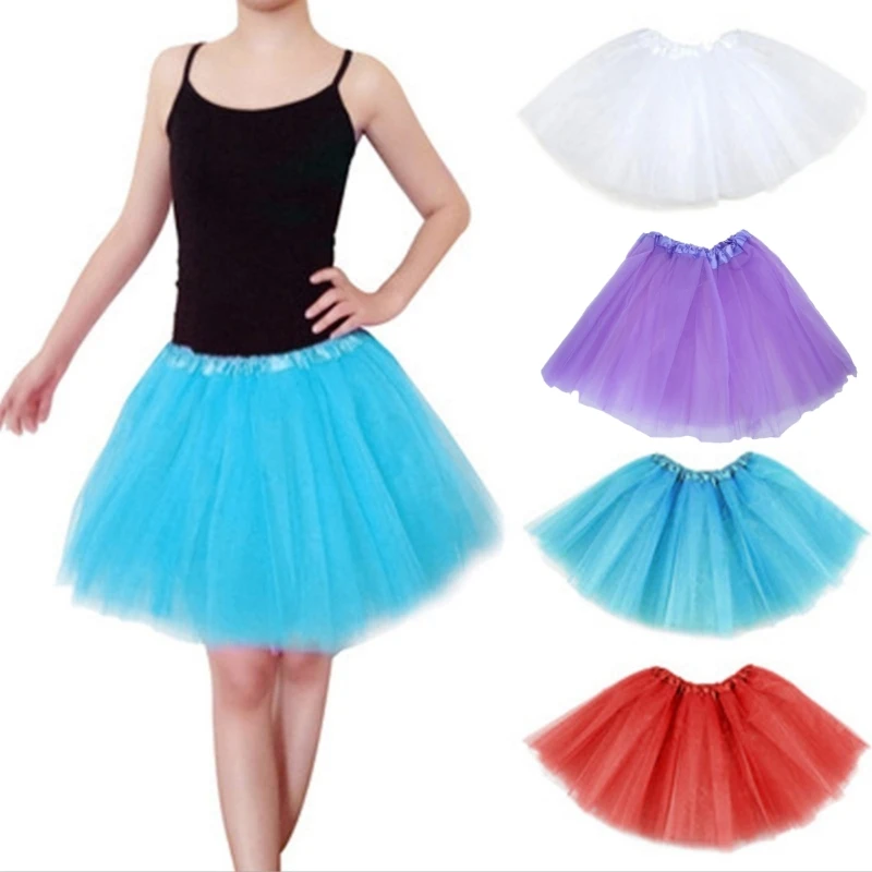 652F 12 colores mujeres adultas capas tul tutú falda ballet plisada dulce Co