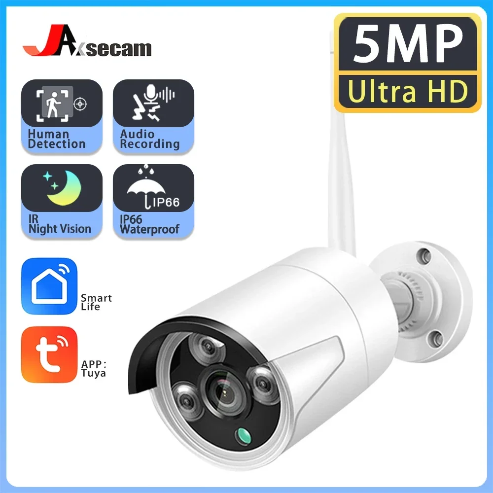 

5MP Wifi Camera IP Outdoor Ai Human Detect Audio HD IP Camera Infrared Night Vision Security CCTV Camera P2P Tuya Smart Life