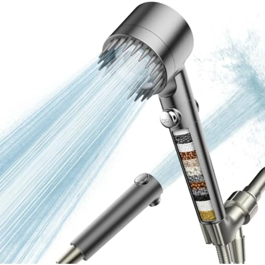 

Filtered Shower Head with Handheld, High Pressure Water Flow and Multiple Spray Modes Shower Head with Filter, Power Wash for H