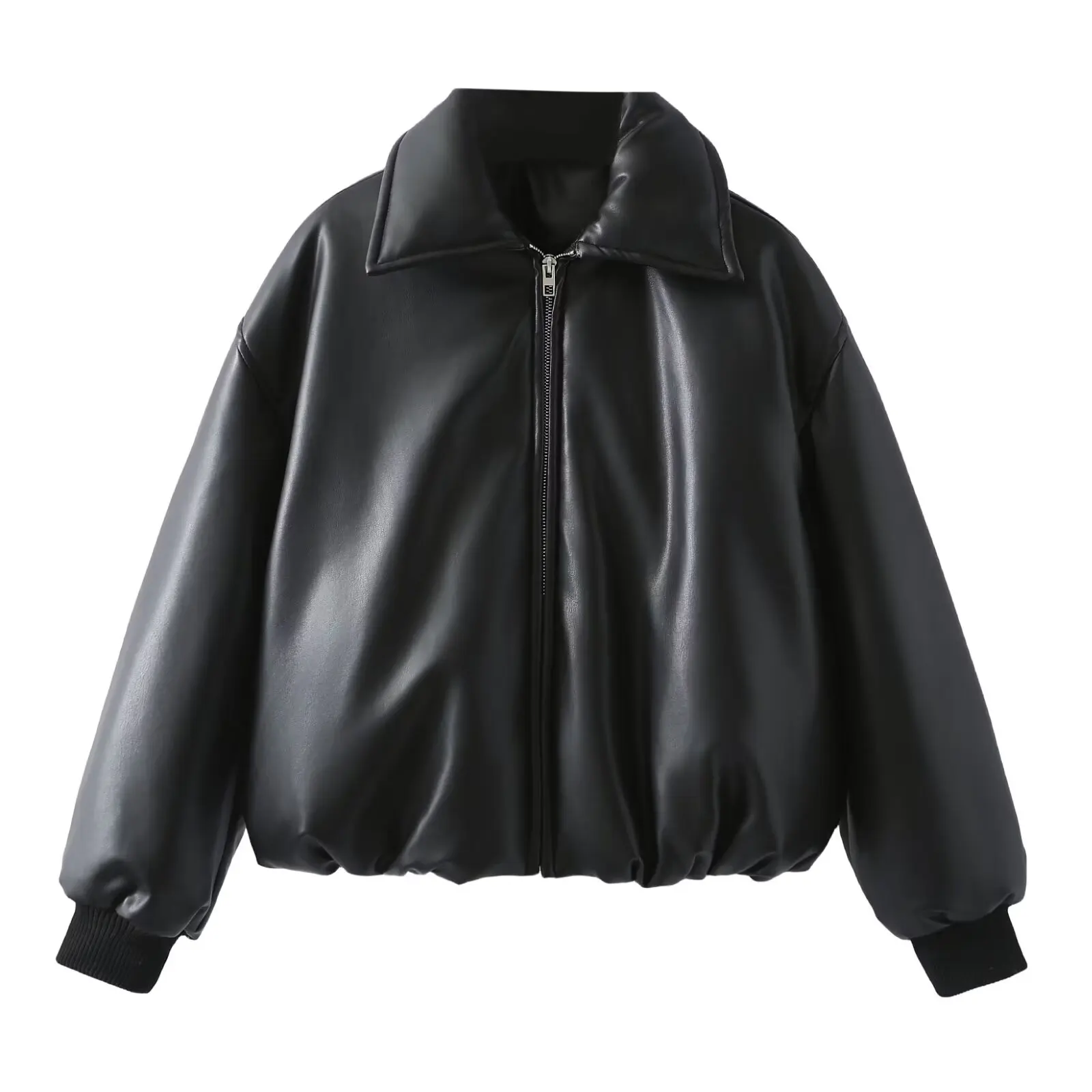 JNLEAOG Faionable Thiened Protein Leather Cotton Jaet المرأة الخريف جديد Sle الإنترنت Celebri نموذج عادية Sle