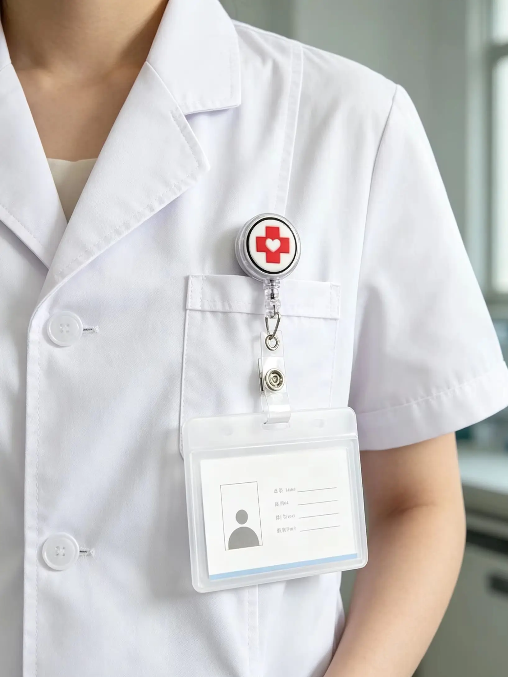 1. 1Pc New Hospital Retractable Badge Reel, Stretchable ID Name Card Holder Clip for Nurse Hospital Workers Work Badge Accessory