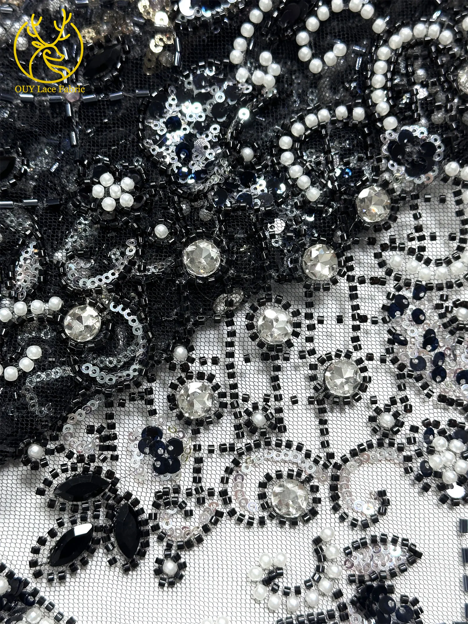 Lila afrikanischer Edelstein-Perlen-Spitzenstoff 2026 Luxuriöser französischer Pailletten-Spitzenstoff für Damen Brautkleid Hochzeitskleid Nähen 5 Yards – Detail 29