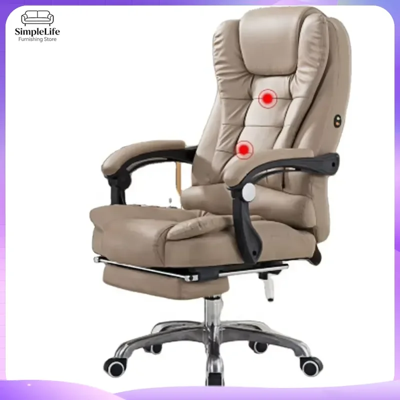 Ergonomic Office Chair Executive Leather Computer Desk Chair with Massage Vibrating Function High Back Swivel Gaming Chair