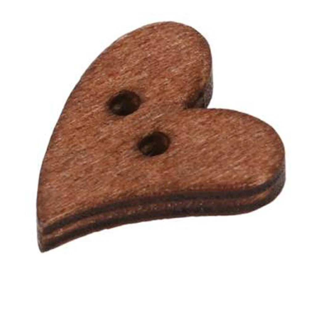 Botones de madera con forma de corazón para manualidades, 200 piezas, 2 agujeros, para costura y álbum de recortes