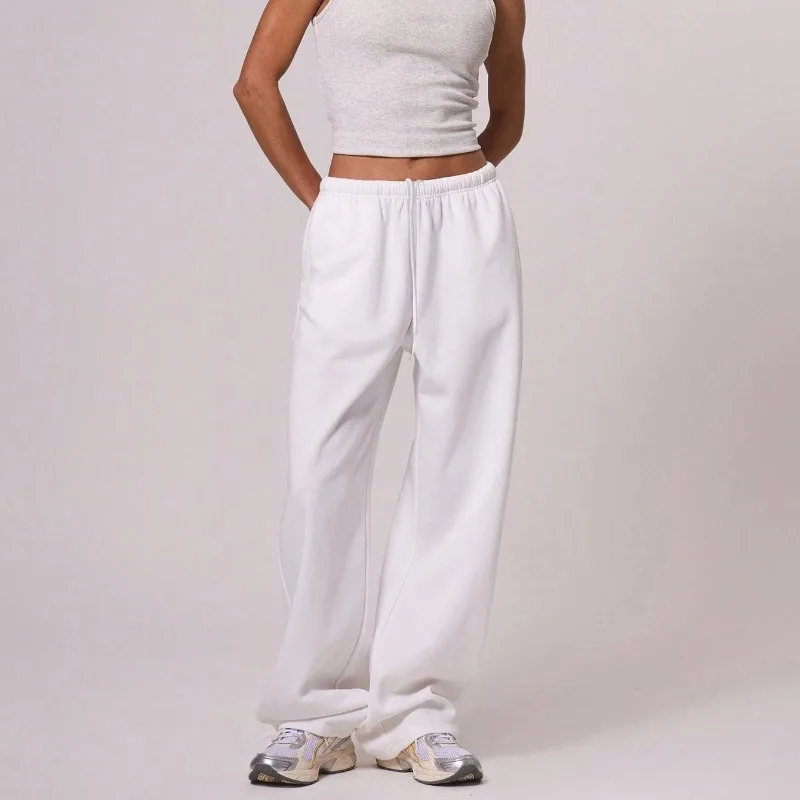 بنطال رياضي نسائي كاجوال برباط مطبوع، رمادي فاتح فضفاض مع خصر مرن، أنماط جديدة للخريف والشتاء #5