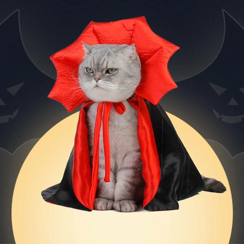 Cat Halloween Cloth for Vampire Theme Pet Funny Party Costume Accessories Kitten Cosplay Outfit for Vampire Puppy