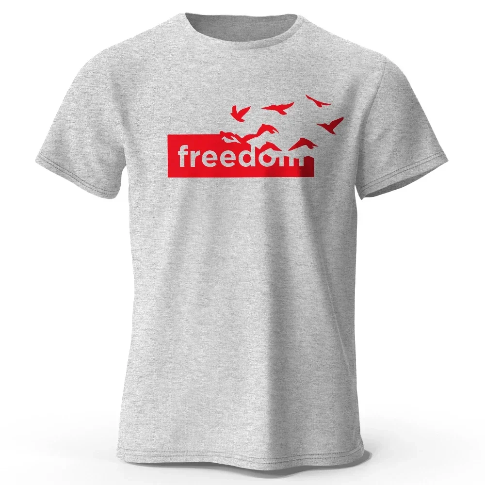 

Men's The Freedom Letter Printed T-Shirt 100% Cotton Oversized Funny Graphic Tees for Men Women Summer Tops