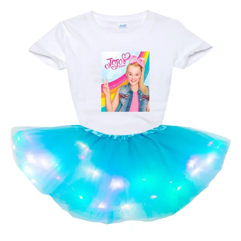 Jojosiwa Clothes for Kids Girls Clothing Sets Fashion Light LED Tutu Dress+t Shirt 2 Pcs Set Children Girl Clothing Outfit Set