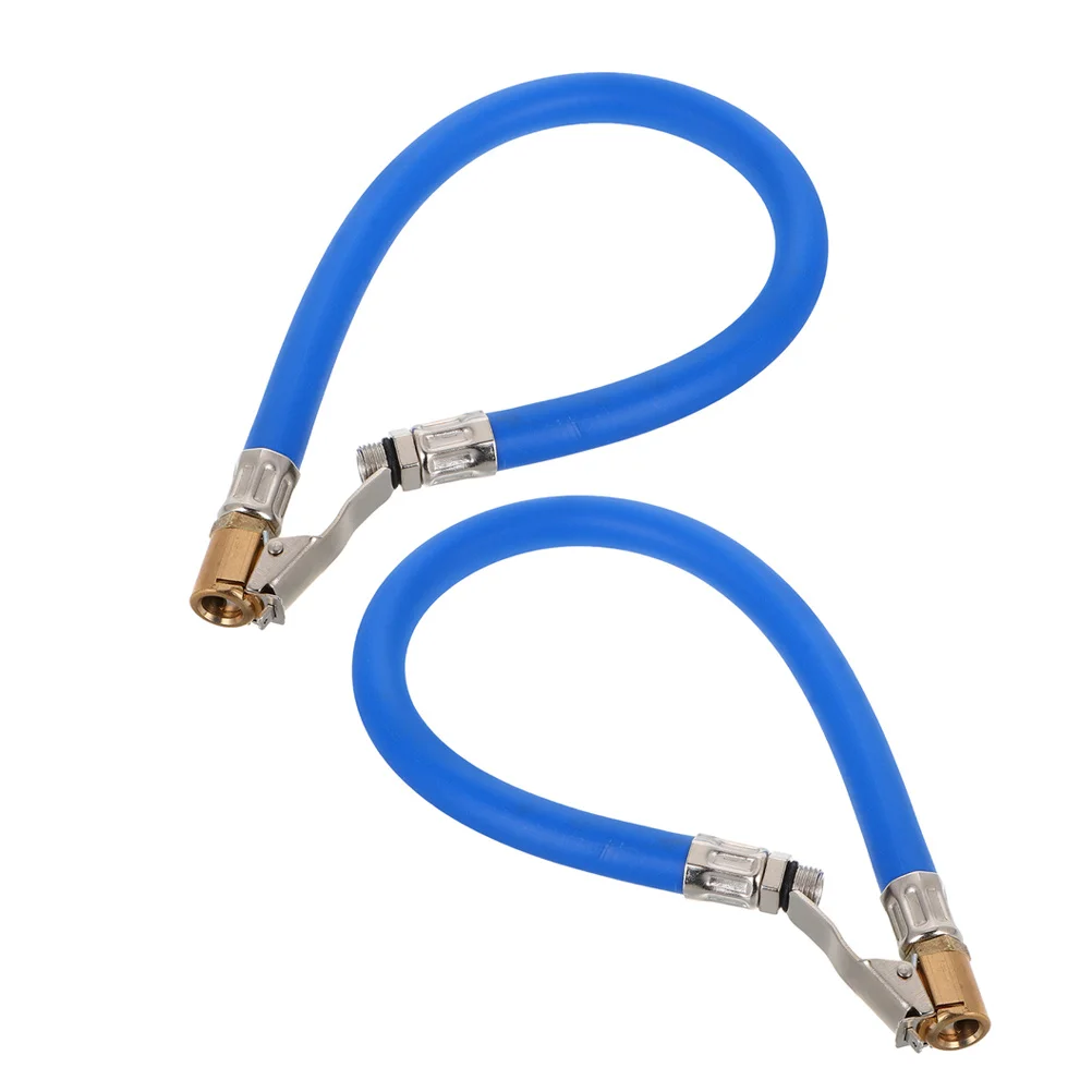 

2Pcs Tire Inflator Hose Copper Locking Chuck Blue Rubber Tube for Car Motorcycle Bike Pump Air Hose Replacement