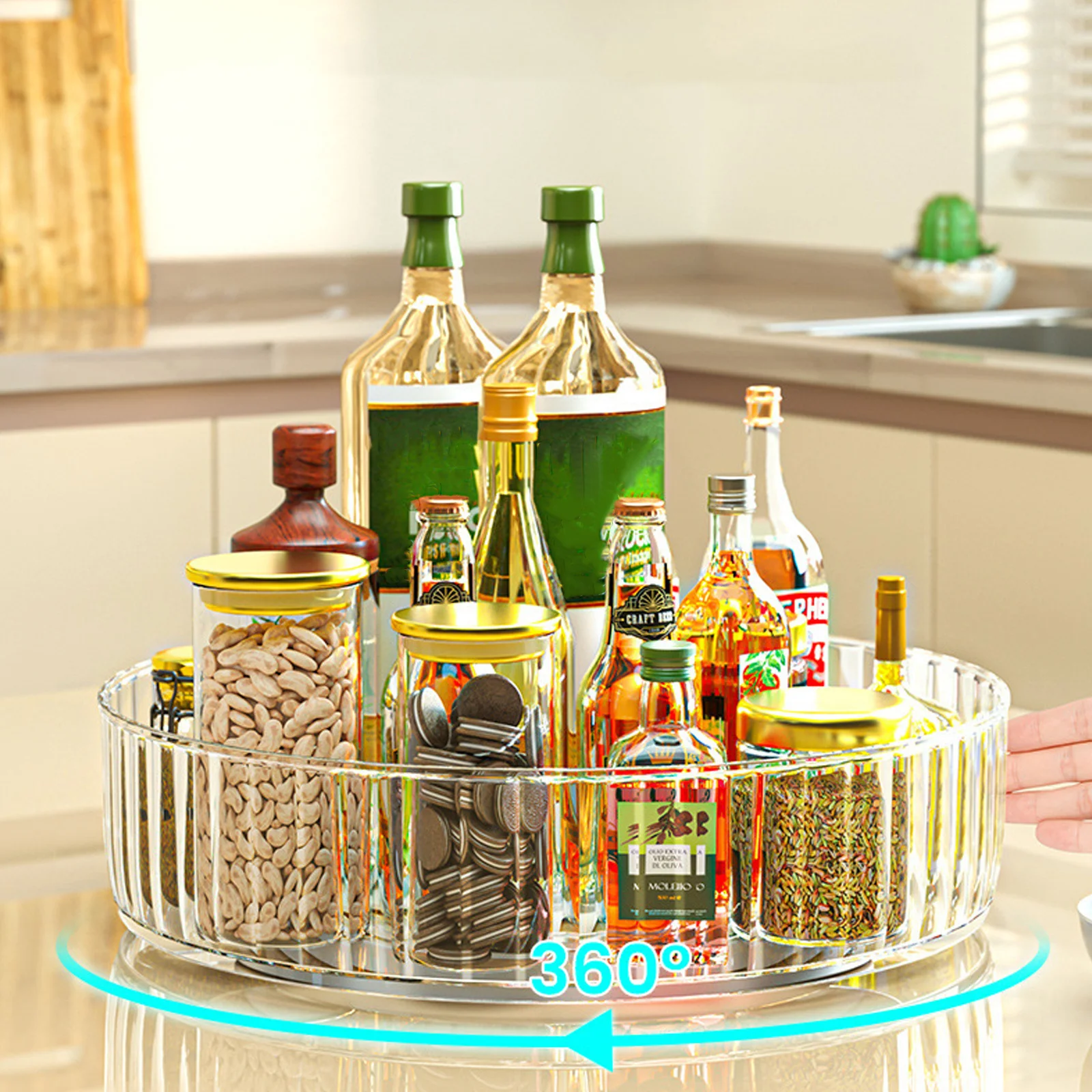 

Rotatable Transparent Storage Rack Household Supply Organizer Bathroom Organizer Rack Countertop Spice Seasoning