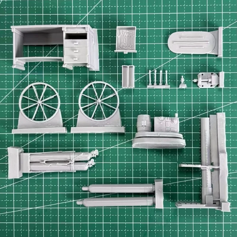Zestaw do samodzielnego montażu modelu z żywicy odlewanej ciśnieniowo w skali 1/35, niemieckie wyposażenie warsztatu z okresu II wojny światowej, niezmontowany, niepomalowany, bez arkusza etykietowanego.