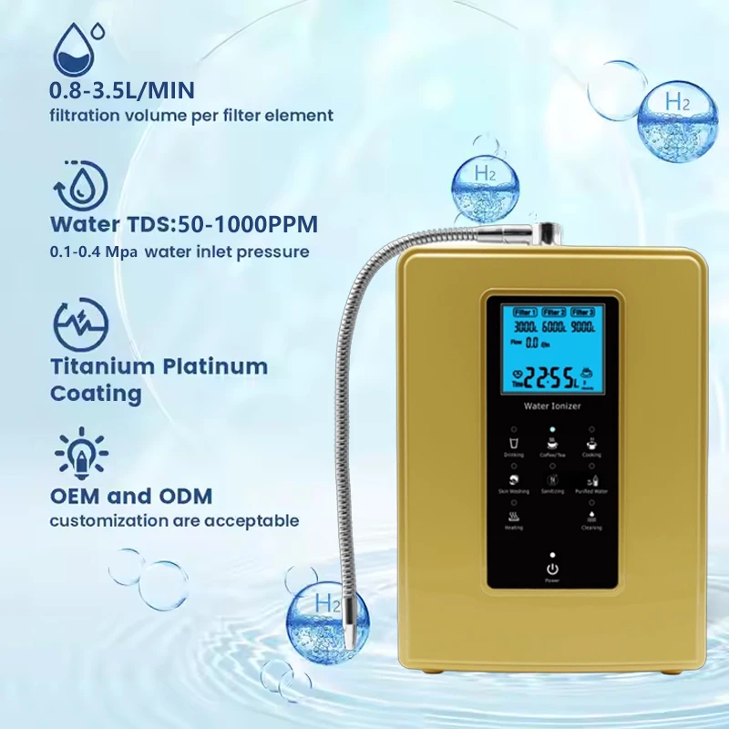 Japan Tech Alkaline Water Fiter Machine 5/7 Plate Ionized Water Purifier PH3.5-10.5 Kangen Alkaline Water Machine