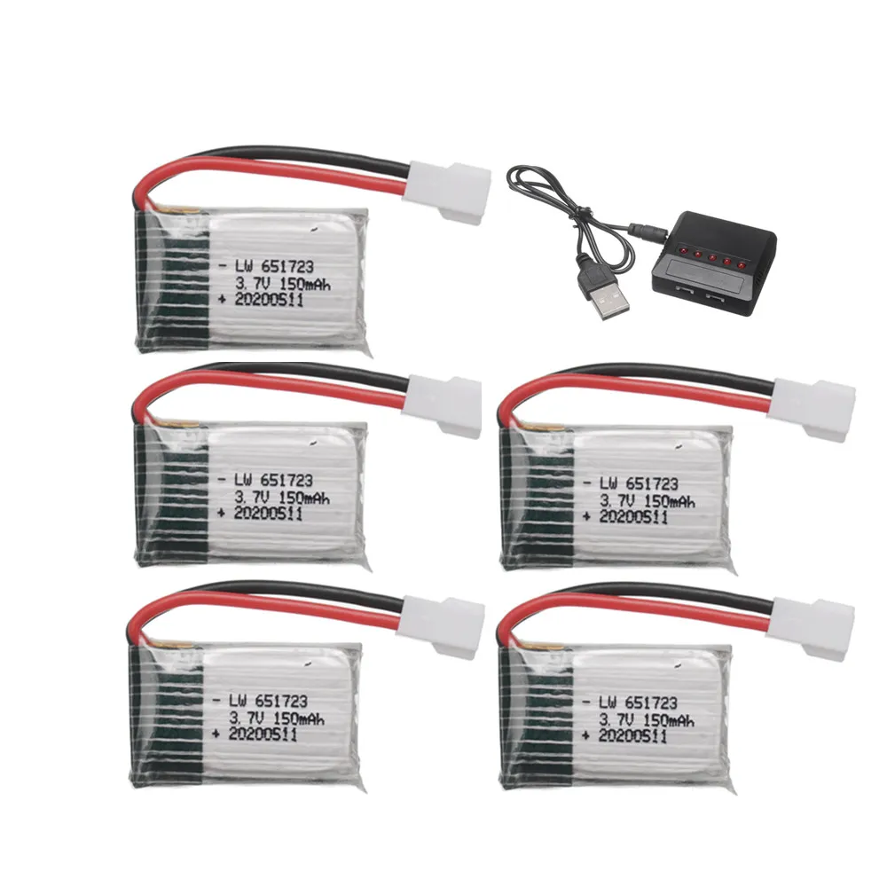 H8Mini 3.7v 150mah 651723 Lipo Battery and Charger For H2 H8 H48 U207 RC Quadcopter Drone Spare parts