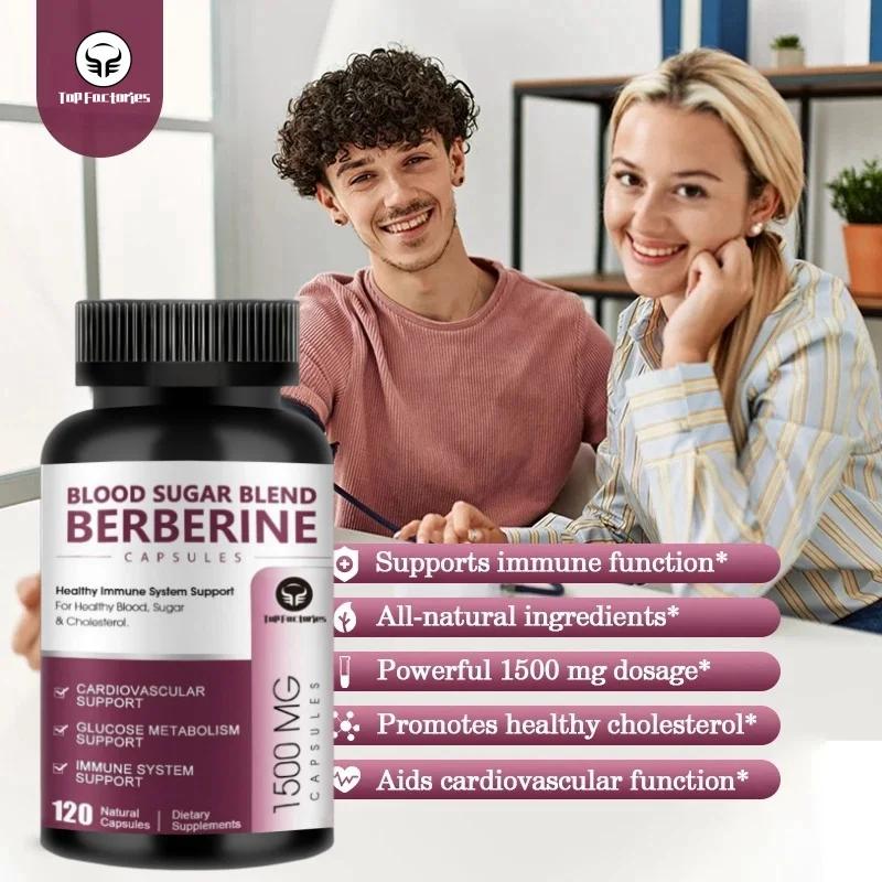 Berberine Supplement 1500mg High Potency for Cardiovascular Blood Pressure & Sugar Support with Ceylon Cinnamon Turmeric Vegan