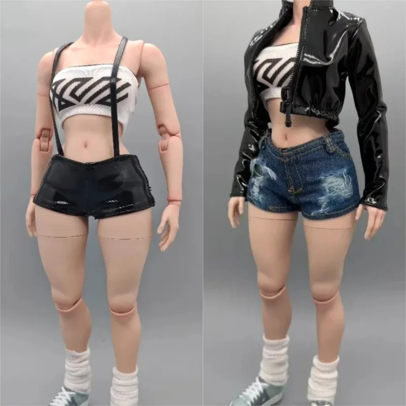 

CJG-075 Фигурки в масштабе 1/6, бюстье, шорты с плечевым ремнем, короткая верхняя одежда из искусственной кожи, модель для игрушек 12 дюймов, тело солдата