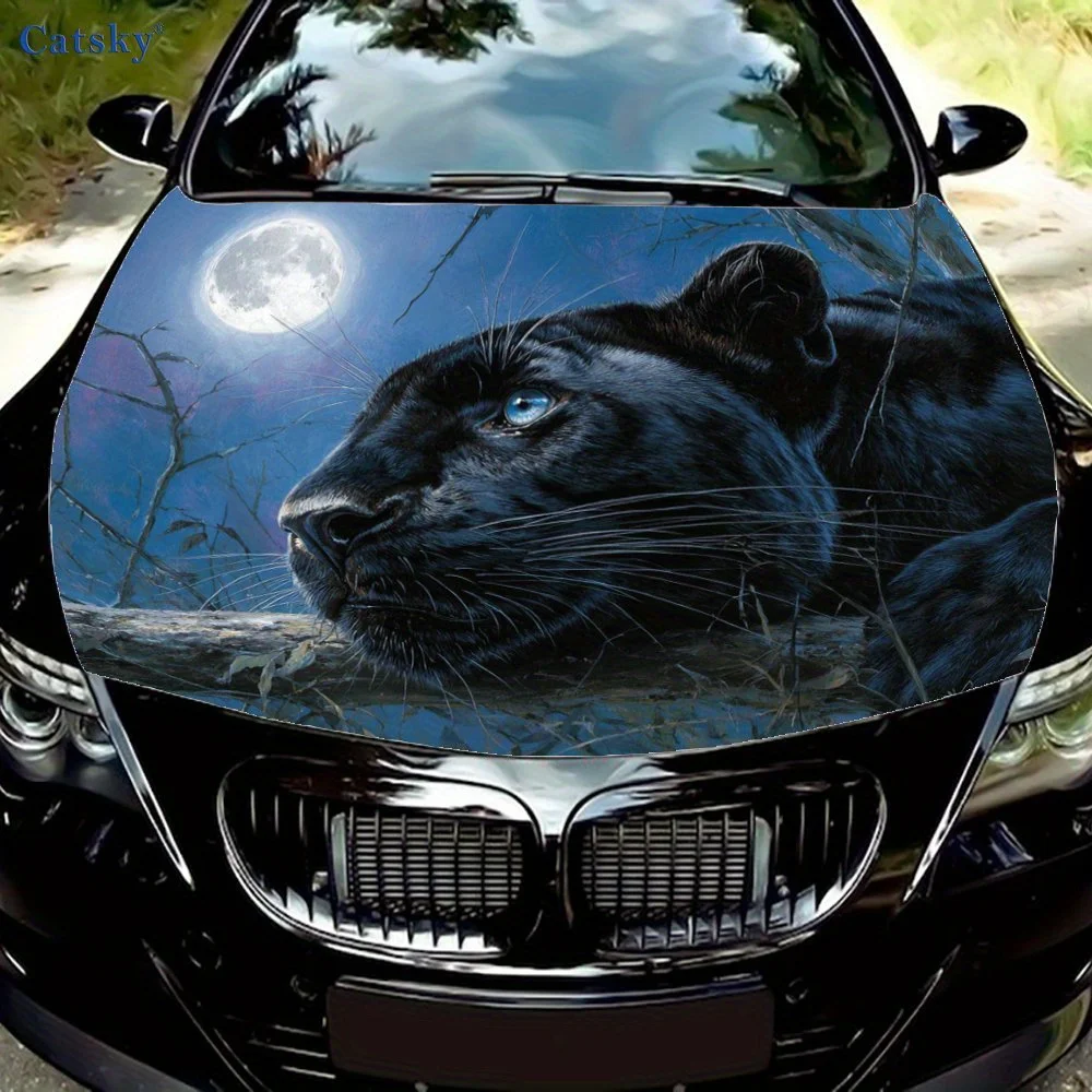 

Night Moon Panther Car Hood Sticker-All-Weather, UV-Resistant, Easy Application & Removal-Compatible With Most Vehicles-Automot