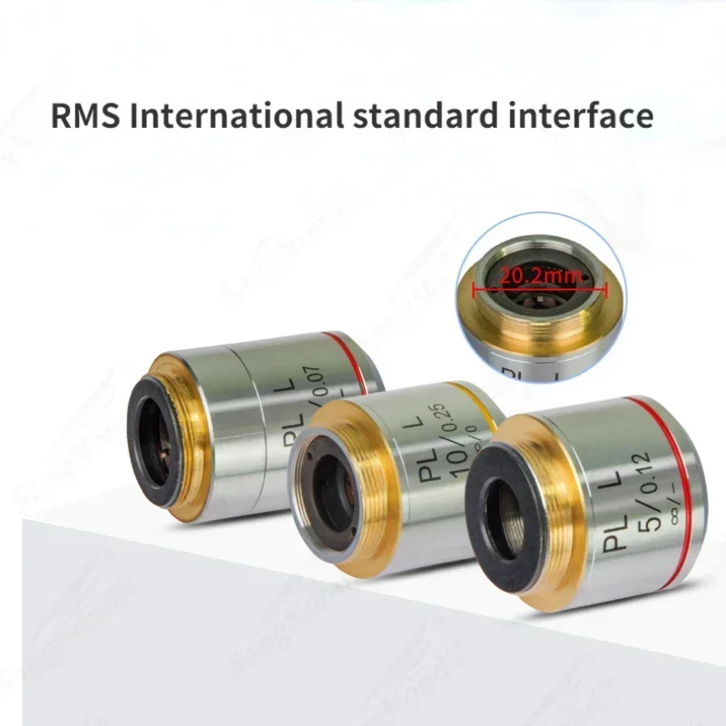 PLL 2.5X 10X 20X 40X 100X Long Working Distance Infinity Plan Metallographic Biological Microscope Objective Lens RMS Thread