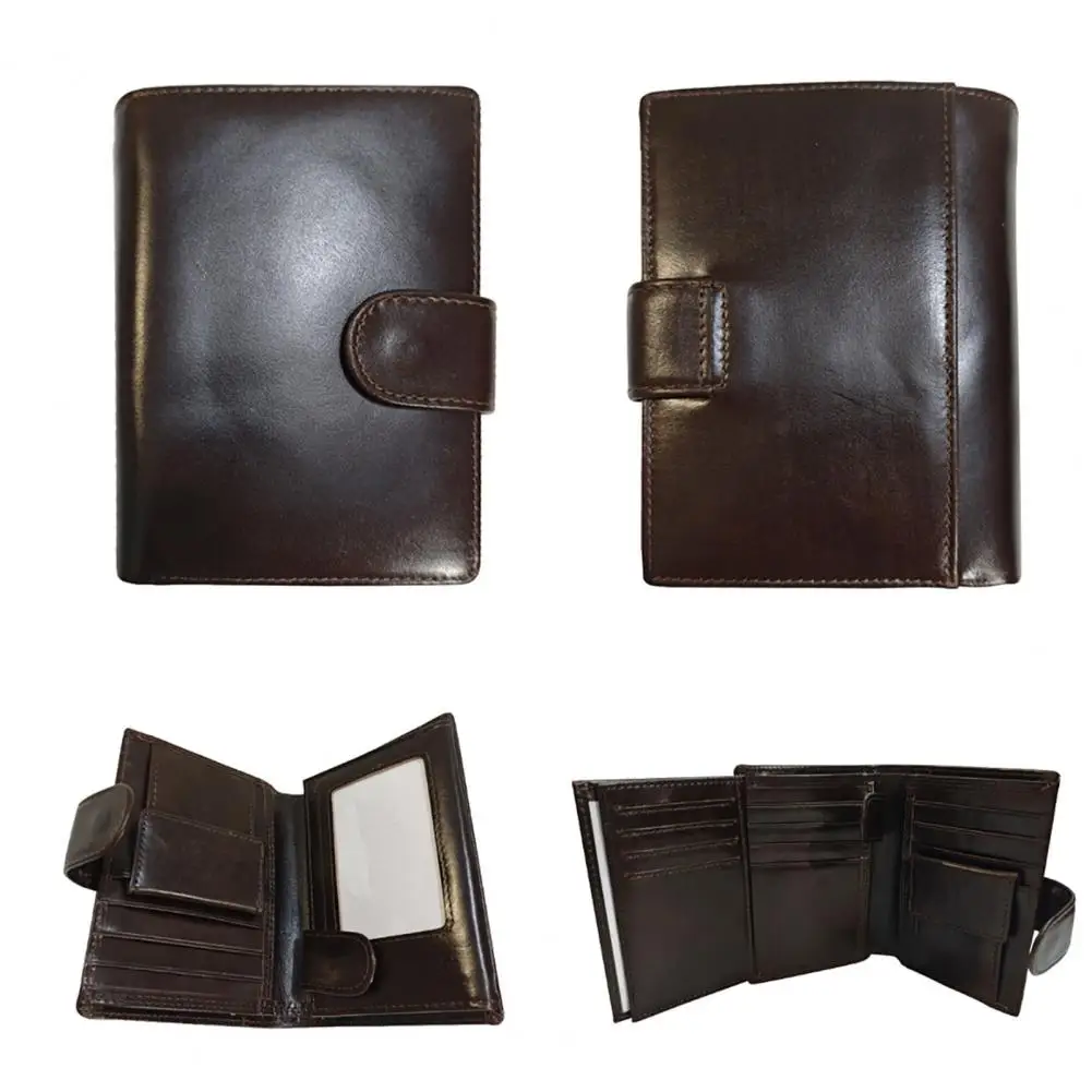 Men Faux Leather Wallet RFID Blocking Bi-fold Short Wallet Minimalist Slim Vintage Front Pocket Anti-Theft Credit Card Holder