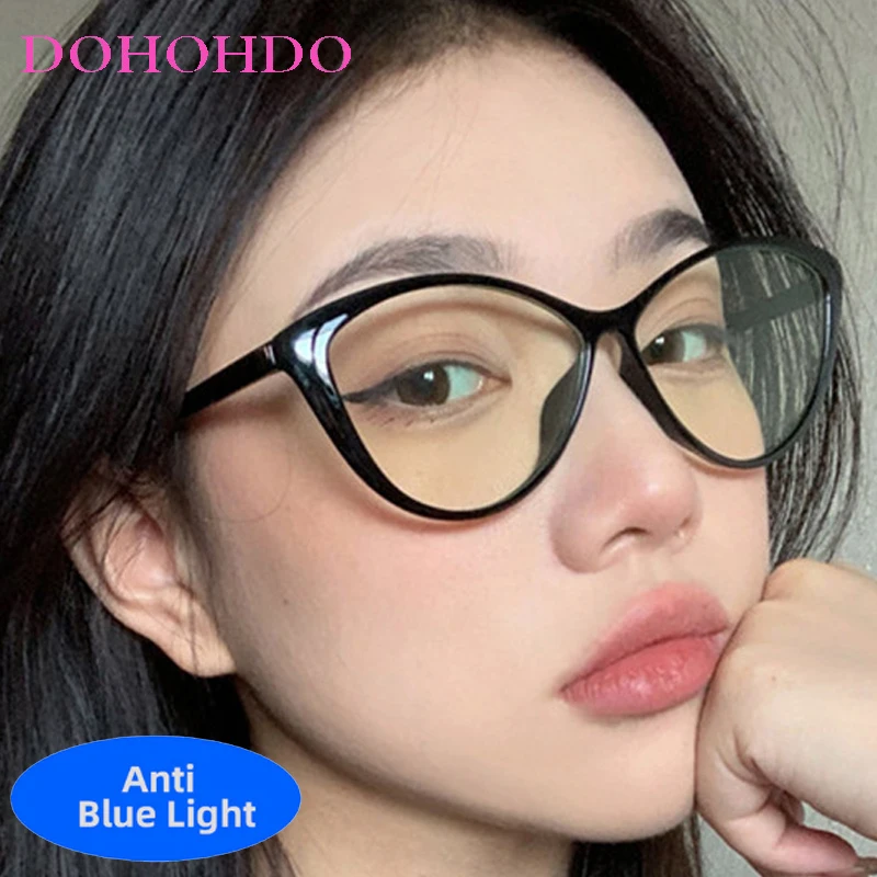 

Fashion Y2K Anti Blue Light Optical Cat Eye Ladies Lightweight Glasses Luxury Brand Designer Computer Glasses For Office Work