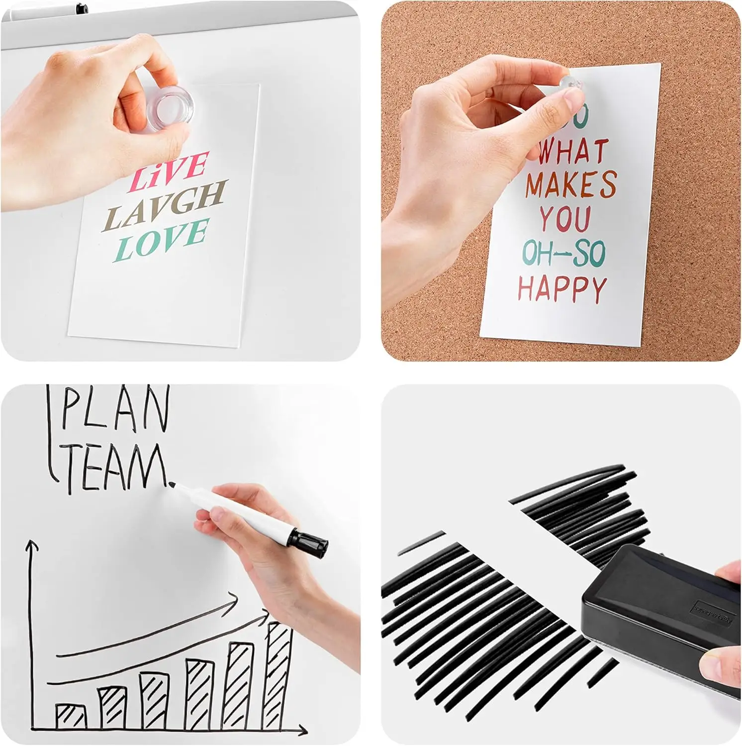 مجموعة سبورة بيضاء مغناطيسية ولوحة الفلين، 36 × 24 بوصة، إطار من الألومنيوم للفصول الدراسية للمكتب المنزلي #3