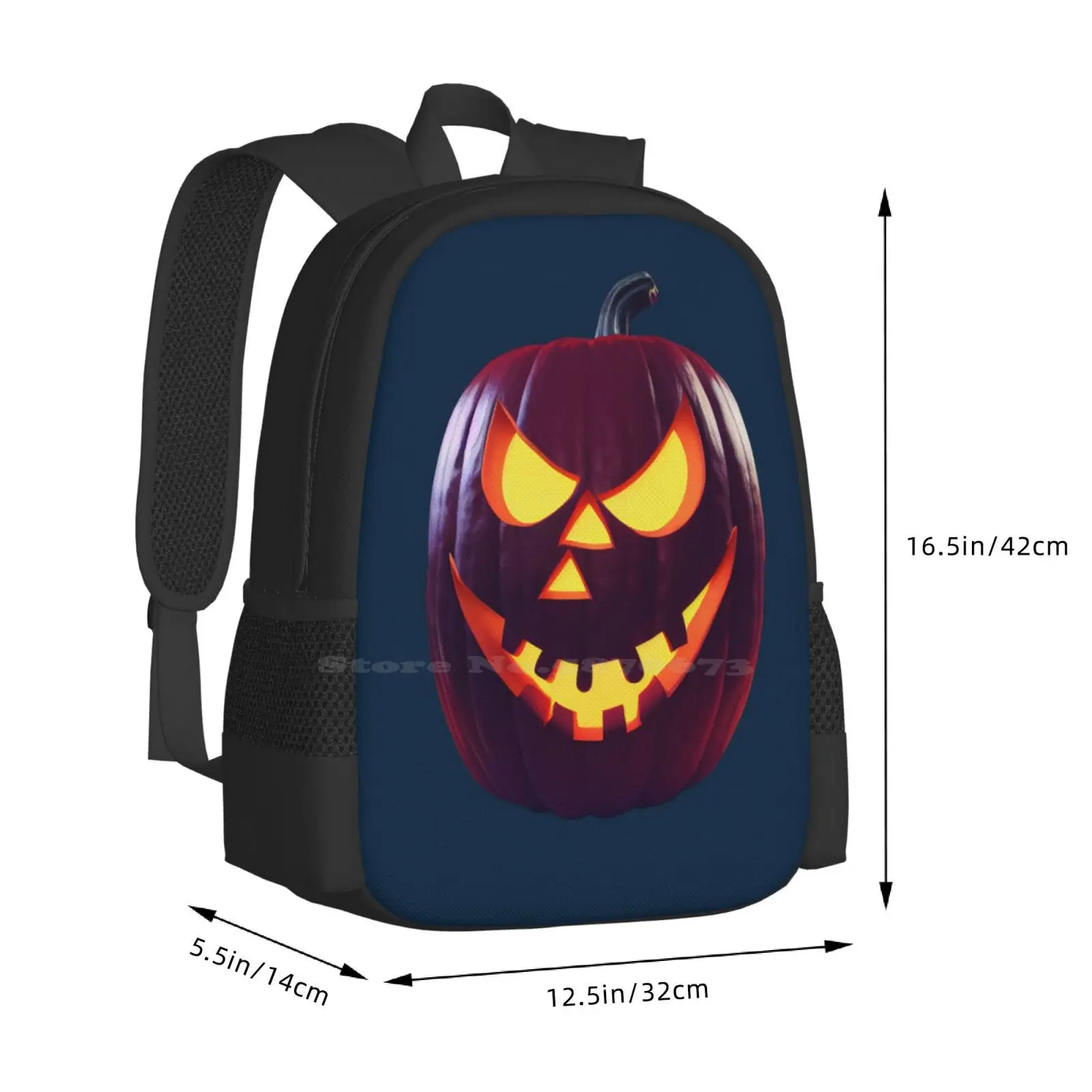 Halloween Pumpkin Head 01-08 Hot Sale Backpack Fashion Bags Evil Funny Pumpkin Heads Colorful Colourful Red Spooky Halloween