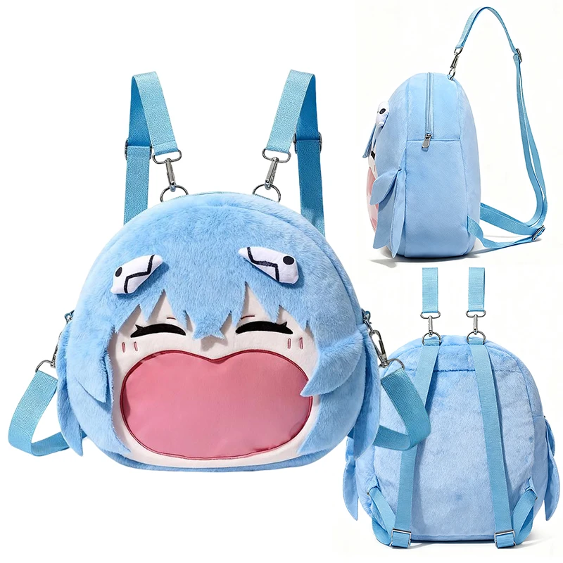 

Anime Ayanami Rei Cosplay Backpack Transparent Big Mouth Itabag Plush Shoulder Bag Cute Character Crossbody Bag Xmas Gifts